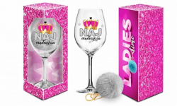 Zestaw: Kieliszek do wina 700ml + pompon  - Najmądrzejsza