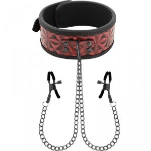BEGME - RED EDITION COLLAR WITH NIPPLE CLAMPS WITH NEOPRENE LINING