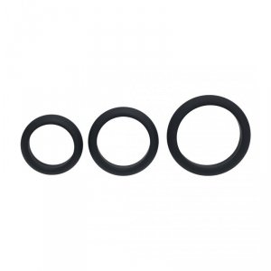 Wide O Silicone Cockring Set of 3 - S/M/L - Black