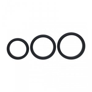 Wide O Silicone Cockring Set of 3 - L/XL/XXL - Black