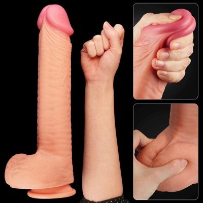 12&quot; Dual Layered Platinum Silicone Cock