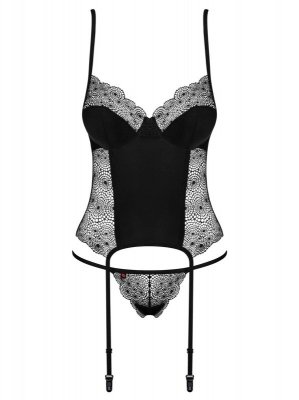 Bielizna-Sharlotte gorset i stringi czarny  S/M
