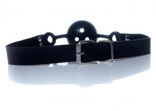Knebel z Kulką Silikonową Skórzany BDSM Bondage