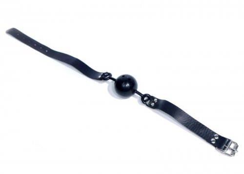 Knebel z Kulką Silikonową Skórzany BDSM Bondage