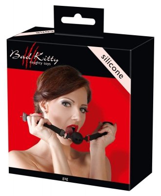 Czarny silikonowy knebel kula Bad Kitty śr. 3,5cm