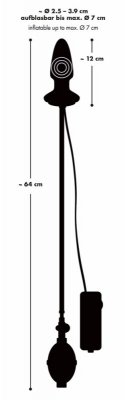 Korek analny lateksowy z wibracjami pompowany Fanny Hill's 12 cm czarny