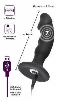 Korek analny silikonowy z wibracjami 14 cm Black Velvets