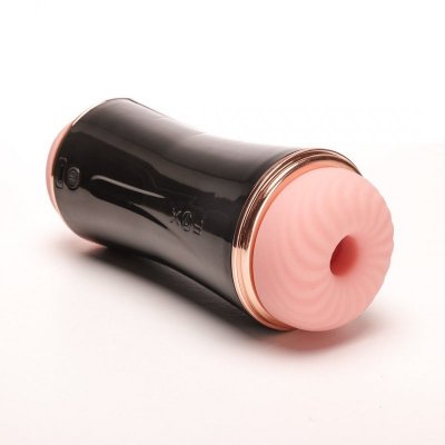 Masturbator Z Wibracją Dwustronny Wagina Anus  Cyberskóra Ładowany Usb Czarny