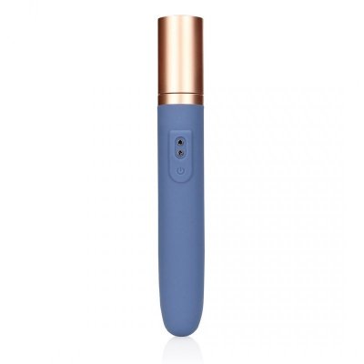Travel Vibrator with Lube Compartment and Pump - Blue Horizon