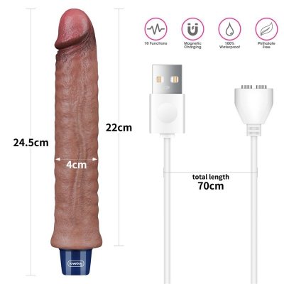 REALISTYCZNY FAŁDOWANY WIBRATOR CIELISTY 24.5 CM 
