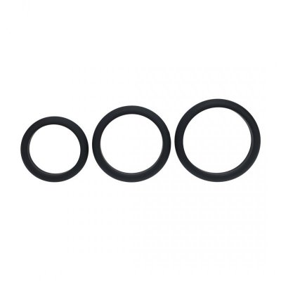 Wide O Silicone Cockring Set of 3 - L/XL/XXL - Black