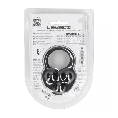Liquid Silicone Triple Weighted Ball Cockring - Black
