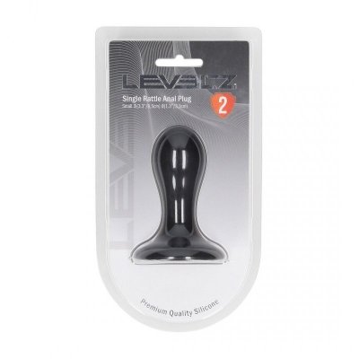Single Rattle Liquid Silicone Anal Plug - S - Black