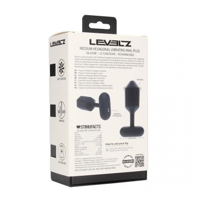 Hexagonal Vibrating Silicone Anal Plug - M - Black