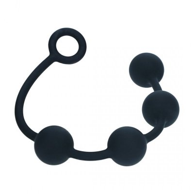 Round Silicone Anal Balls - L - 40mm - Black
