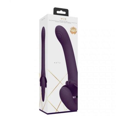 Satu - Pulse-Wave and Vibrating Strapless Strapon - Purple