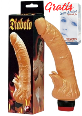 REALISTYCZNY WIBRATOR DIABLO STYMULATOR ŁECHTACZKI 21CM + GRATIS HISZPAŃSKA MUCHA