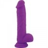 Realistyczne fioletowe dildo z jądrami na przyssawce 21,5 cm