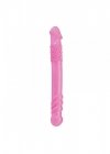 Dwustronne żelowe dildo z wypustkami prążkami 25 cm