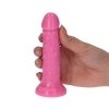 Realistyczne żylaste dildo analne na przyssawce różowe 11,5 cm