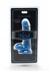 Niebieskie zakrzywione dildo z jądrami na przyssawce 15 cm
