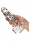 Penis dildo przeźroczysty z konfetti w środku i przyssawką 15cm