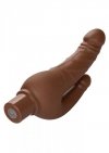 Podwójne realistyczne dildo wibrujące brązowe