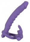 Dildo nakładka pierścień erekcyjny z króliczkiem do podwójnej penetracji anus