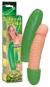 Dildo z wypustkami w kształcie ogórka sztuczny penis 25 cm