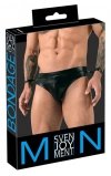 Jockstrapy męskie z kajdankami BDSM czarne paski L