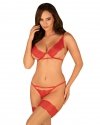 Obsessive Mellania komplet czerwony  S/M