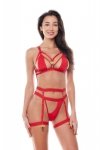 Uwodzicielska czerwona bielizna Aubrey harness S/M