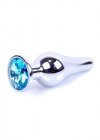 Korek analny z kryształem Jewellery Silver BUTT PLUG- Light Blue
