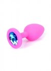 Korek analny z diamentem silikon Jewellery Pink Small- Light Blue Diamond