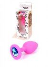 Korek analny z diamentem silikon Jewellery Pink Small- Light Blue Diamond