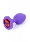 Korek analny z diamentem silikon Jewellery Purple Small- Red Diamond