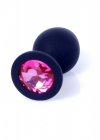 Korek analny z diamentem silikon Jewellery Black Medium- Pink Diamond