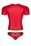 Męski komplet z wetlooka: t-shirt w serek, figi typu brazyliany XXL
