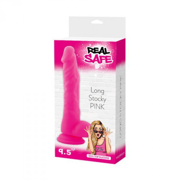 Realistyczne różowe dildo penis z żyłami na przyssawce 24 cm