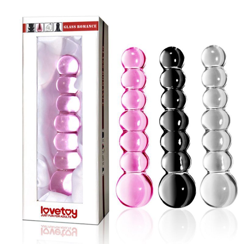 Szklane dildo koraliki czarne 17 cm