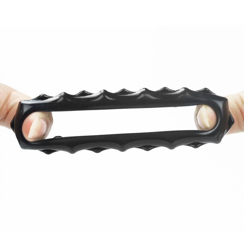 Rozciągliwy pierścień erekcyjny na penisa z wypustkami czarny