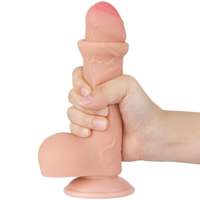 Dildo ruchoma skóra Sliding Skin Dual Layer Dong Flesh 17cm