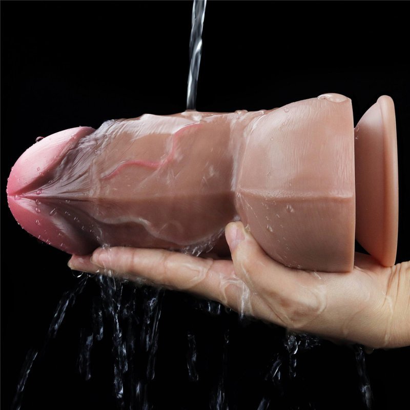 Dwuwarstwowe realistyczne dildo na przyssawce 18 cm