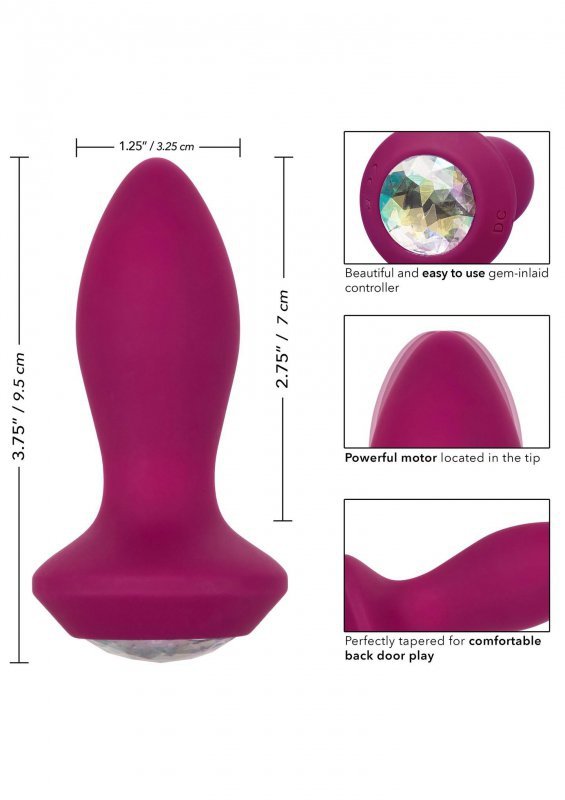 Elegancki wibrujący korek analny z kryształem plug fioletowy