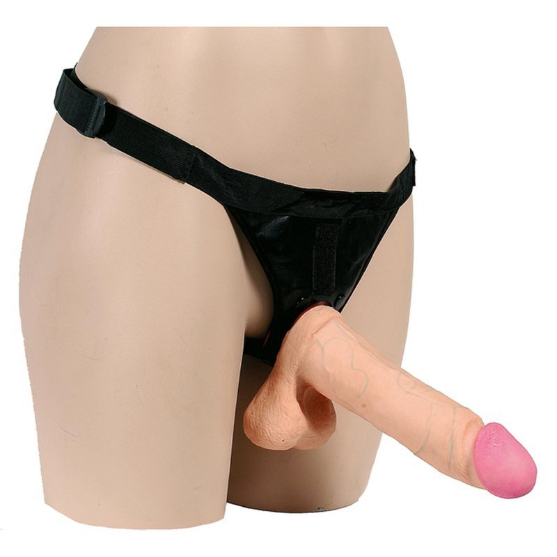 Strap-on uprząż realistyczne dildo z jądrami proteza penisa 20 cm