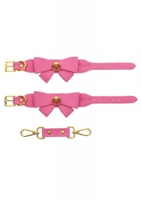 Różowe kajdanki erotyczne kokardki Wrist Cuffs Set