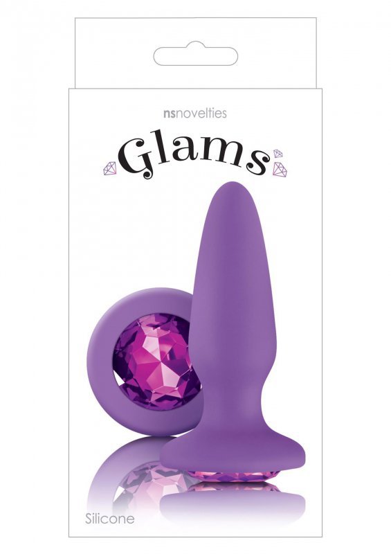 Fioletowy korek analny plug wtyczka stożek z eleganckim diamentem