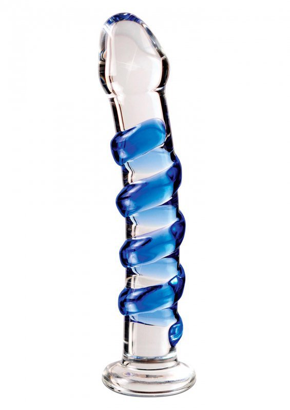 Szklane eleganckie dildo ze spiralą zakrzywione 18 cm