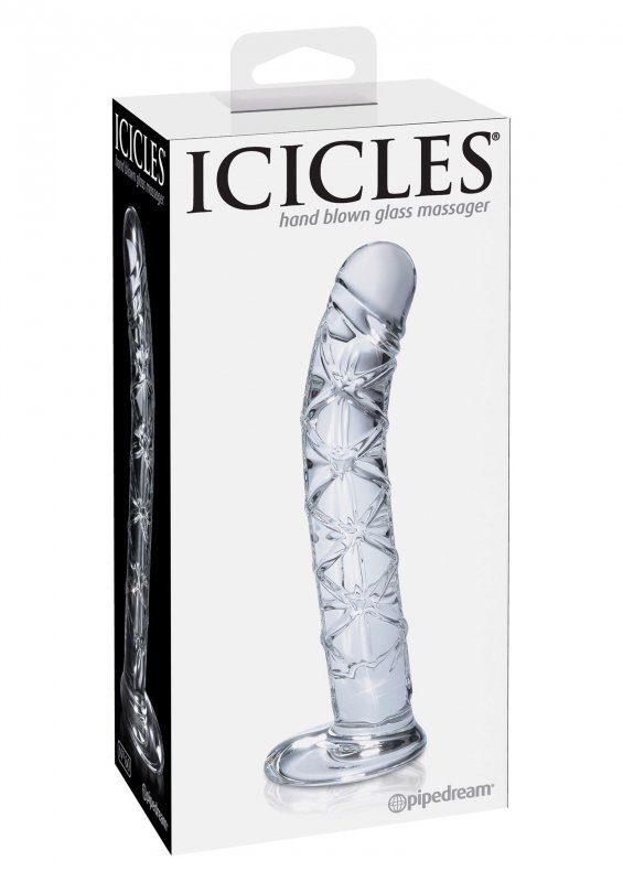 Szklane zakrzywione dildo z wypustkami