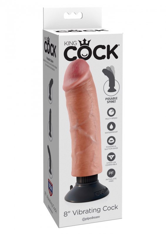 Realistyczne wibrujące dildo z mocną przyssawką 20 cm
